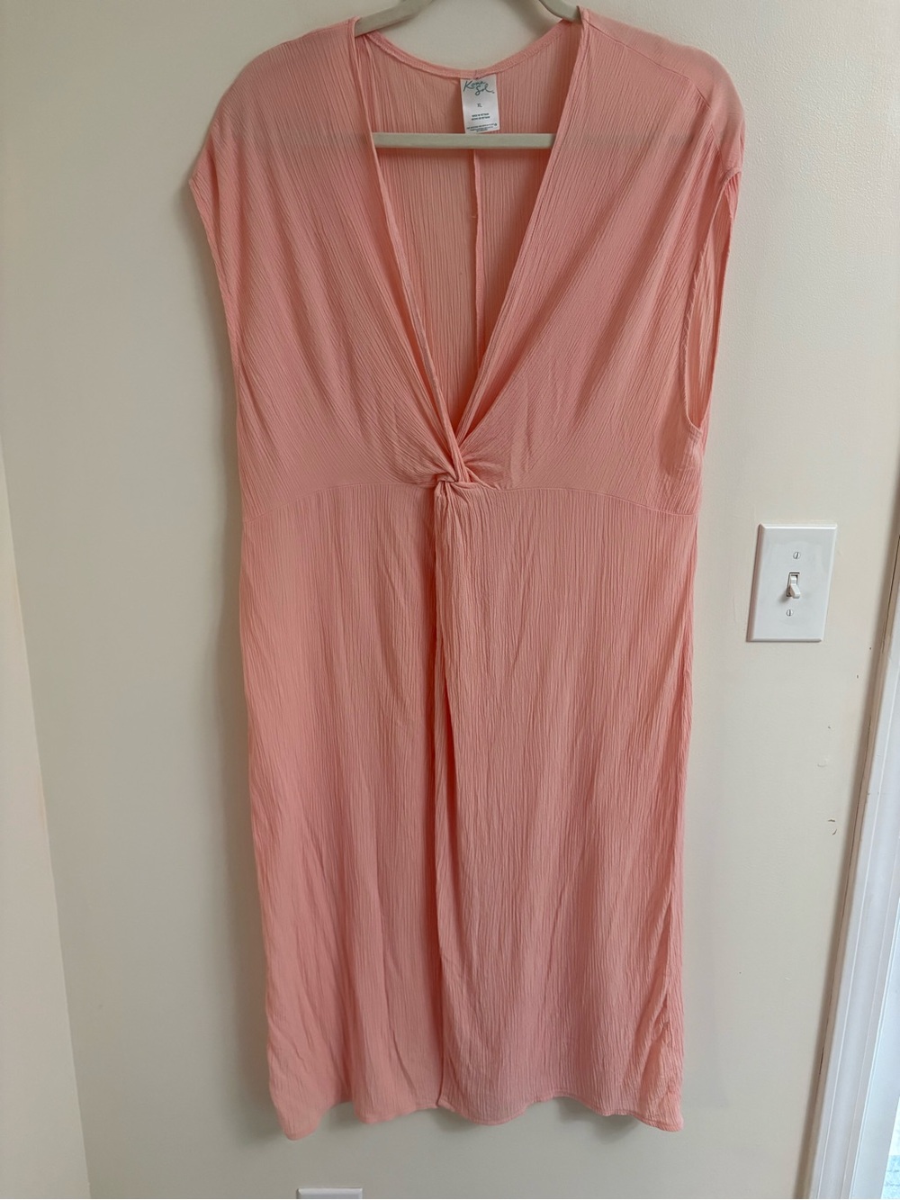 Kona Sol XL Twist-Front Midi Beach Cover-Up Dress Pink swim coverup swimsuit